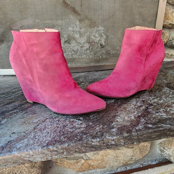 Cole Haan Winery Suede Wedge Verdi Bootie Size 8B - Picture 3 of 16